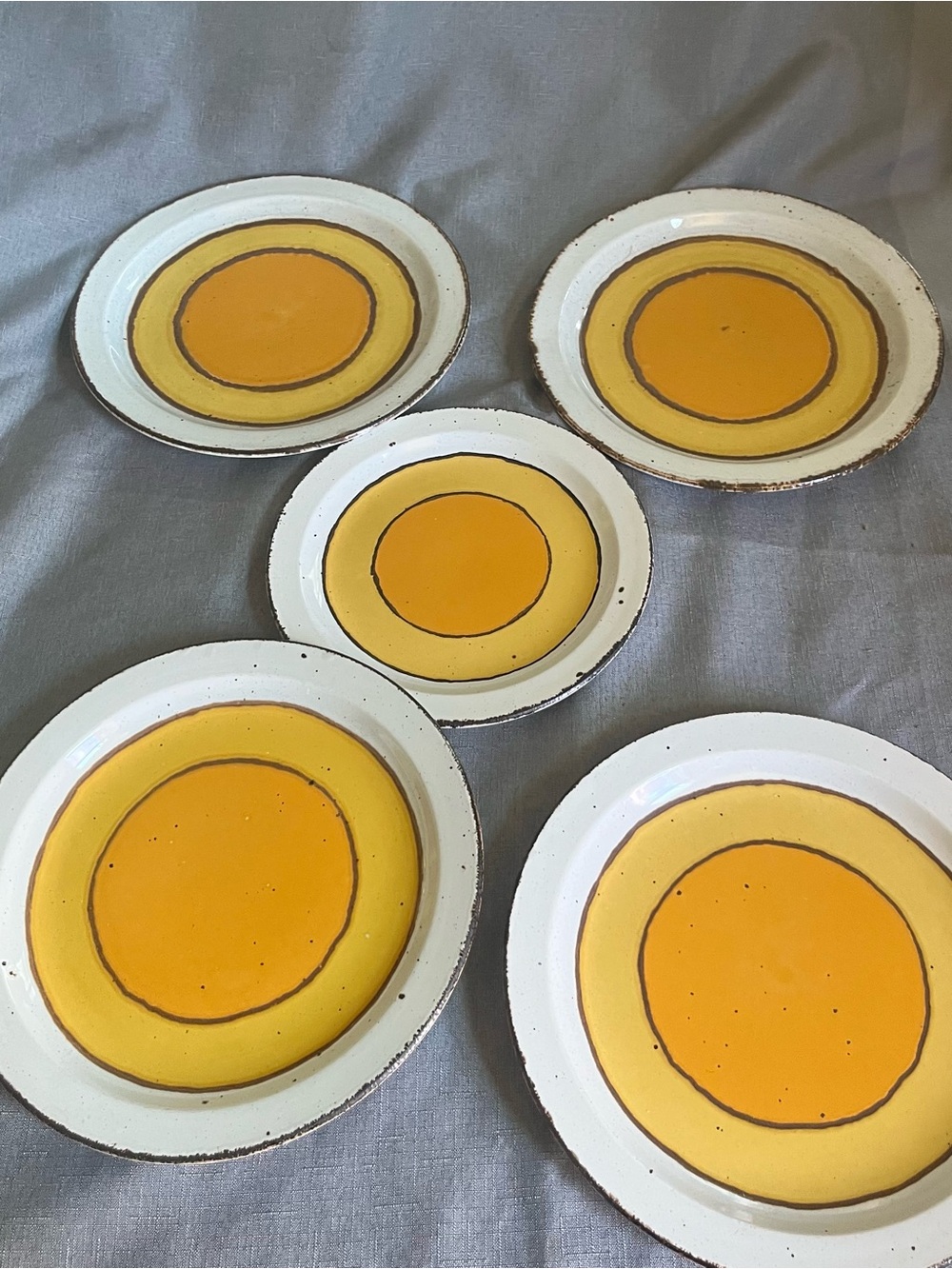 Vintage Midwinter Stonehenge Sun Plates 1970s MCM England Set of 5